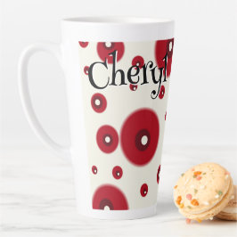 Ivory Red Dots Funky Whimsical Circle Pattern  Latte Mok