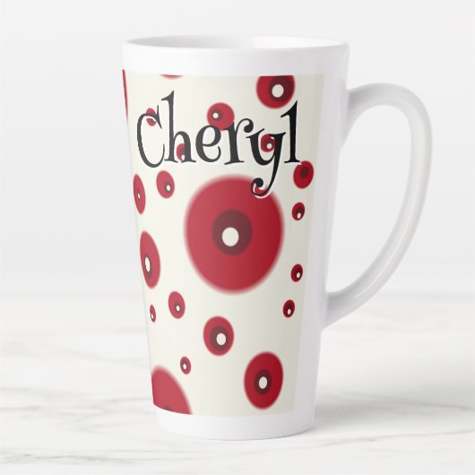 Ivory Red Dots Funky Whimsical Circle Pattern  Latte Mok (Rechts)