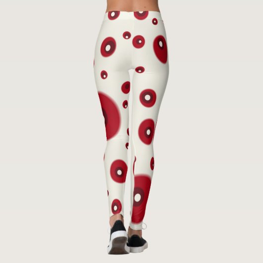 Ivory Red Dots Funky Whimsical Circle Pattern  Leggings (Achterkant)