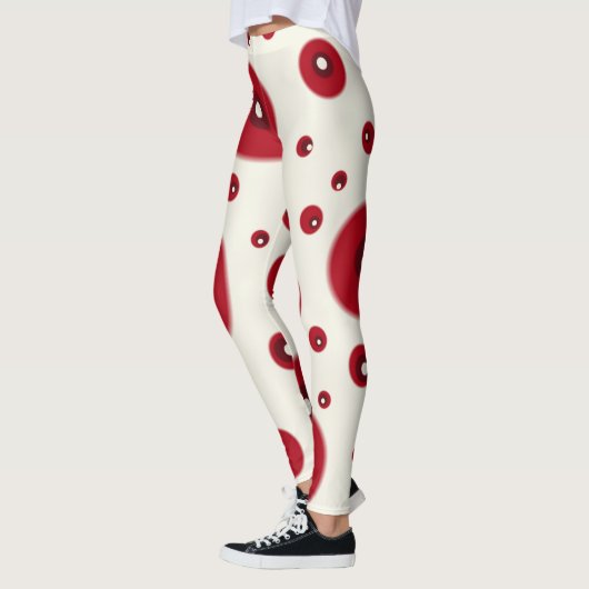 Ivory Red Dots Funky Whimsical Circle Pattern  Leggings (Links)