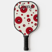 Ivory Red Dots Funky Whimsical Circle Pattern  Pickleball Paddle (Voorkant)