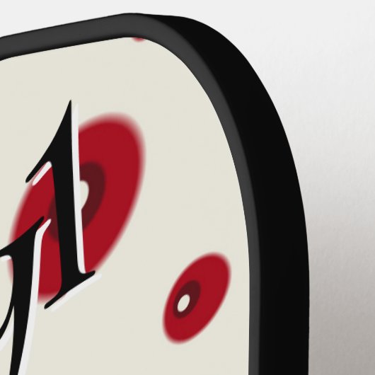 Ivory Red Dots Funky Whimsical Circle Pattern  Pickleball Paddle (Links Detail)