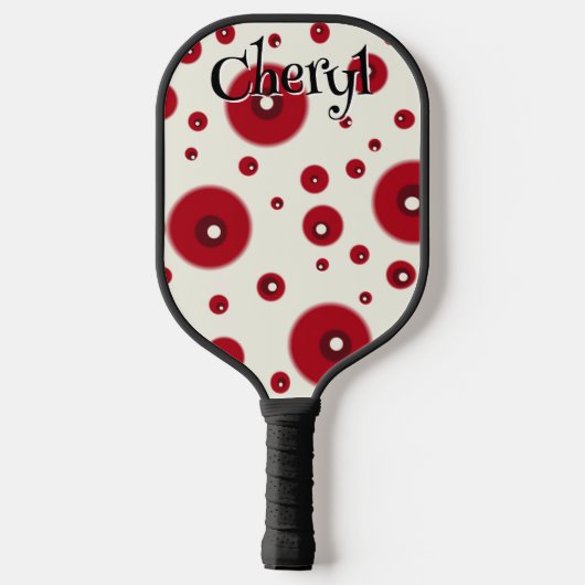 Ivory Red Dots Funky Whimsical Circle Pattern Pickleball Paddle (Achterkant)