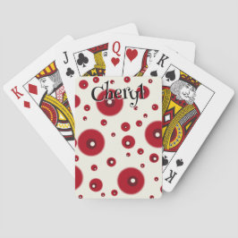 Ivory Red Dots Funky Whimsical Circle Pattern  Pokerkaarten
