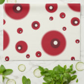 Ivory Red Dots Funky Whimsical Circle Pattern  Theedoek (Gevouwen)