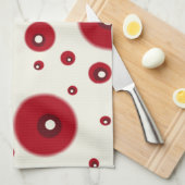 Ivory Red Dots Funky Whimsical Circle Pattern  Theedoek (Quarter Fold)