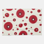 Ivory Red Dots Funky Whimsical Circle Pattern  Theedoek (Horizontaal)