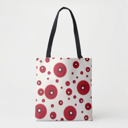 Ivory Red Dots Funky Whimsical Circle Pattern  Tote Bag (Voorkant)