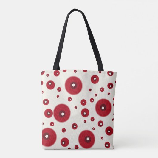 Ivory Red Dots Funky Whimsical Circle Pattern  Tote Bag (Achterkant)