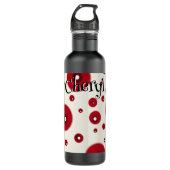 Ivory Red Dots Funky Whimsical Circle Pattern  Waterfles (Voorkant)