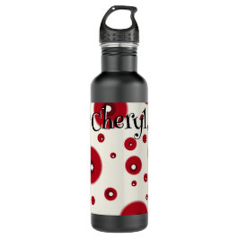 Ivory Red Dots Funky Whimsical Circle Pattern  Waterfles