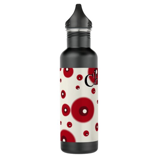 Ivory Red Dots Funky Whimsical Circle Pattern  Waterfles (Links)
