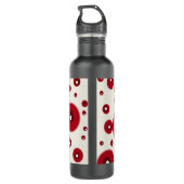 Ivory Red Dots Funky Whimsical Circle Pattern  Waterfles (Achterkant)