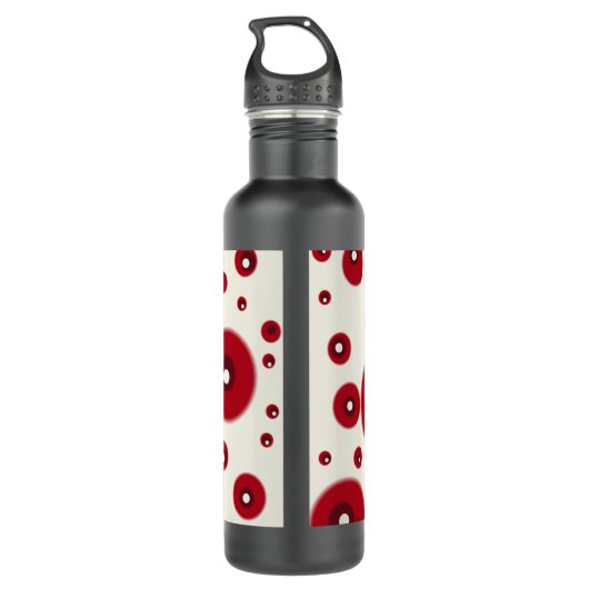 Ivory Red Dots Funky Whimsical Circle Pattern  Waterfles (Achterkant)
