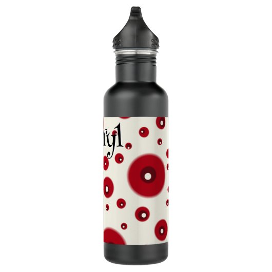 Ivory Red Dots Funky Whimsical Circle Pattern  Waterfles (Rechts)