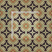 Ivory Red Olive Green Black Eclectic Kijk uit Stof (Delen)
