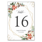 Ivory Red Poinsettia Floral Wedding Table Number Kaart (Voorkant)