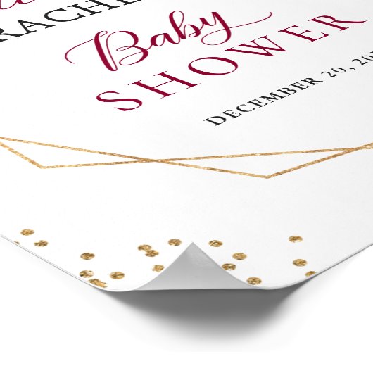 Ivory Red Poinsettia Gold Lijst Baby shower Sign Poster (Hoek)