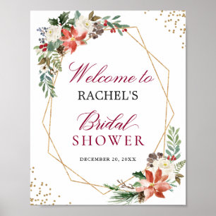 Ivory Red Poinsettia Gold Lijst Vrijgezellenfeest  Poster