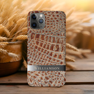 Ivory Red Reptile Digital Leather Smoke Metal Case-Mate iPhone Case