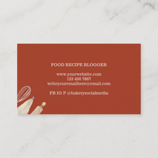 Ivory Red Unique Bakery Pastry Chef Cake Visitekaartje (Achterkant)