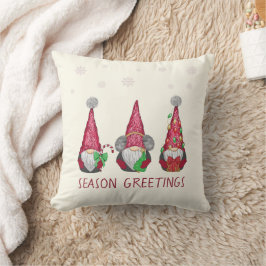 Ivory Red Waterverf Scandinavische kerstboom Kussen