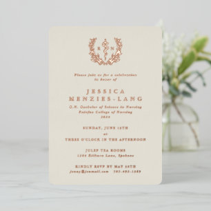 Ivory Registered Nurse Asclepius+Laurel Wreath Folie Uitnodiging