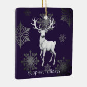 Ivory Reindeer Christmas | Purple Photo Keramisch Ornament (Rechts)