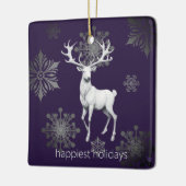 Ivory Reindeer Christmas | Purple Photo Keramisch Ornament (Links)