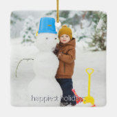 Ivory Reindeer Christmas | Purple Photo Keramisch Ornament (Achterkant)