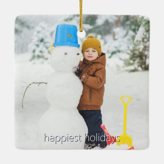 Ivory Reindeer Christmas | Purple Photo Keramisch Ornament (Achterkant)