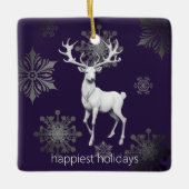 Ivory Reindeer Christmas | Purple Photo Keramisch Ornament (Voorkant)