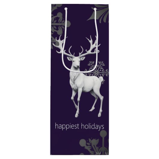 Ivory Reindeer Christmas | Purple Wijn Cadeautas (Voorkant)