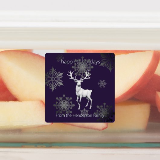 Ivory Rendier Kerst | Paarse Gepersonaliseerde Labels (Aangebracht)
