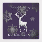 Ivory Rendier Kerst | Paarse Gepersonaliseerde Labels (Design 1)