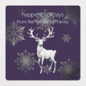 Ivory Rendier Kerst | Paarse Gepersonaliseerde Labels (Design 2)