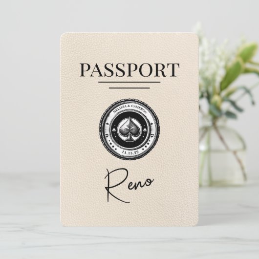 Ivory Reno Passport Bewaar de datum Save The Date (Staand voorkant)
