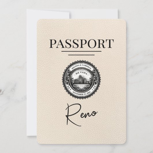 Ivory Reno Passport bruiloft uitnodiging (Achterkant)
