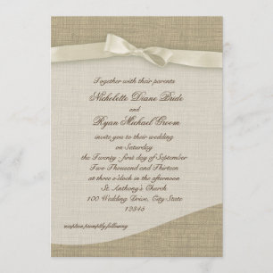 Ivory Ribbon en Burlap Wedding Kaart