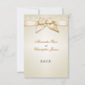Ivory Ribbon Gold Stripes RSVP Note V2 (Voorkant)