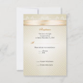 Ivory Ribbon Gold Stripes RSVP Note V2 Kaartje (Achterkant)