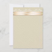 Ivory Ribbon Gold Stripes Wedding Invitation S3 Kaart (Achterkant)