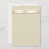 Ivory Ribbon Gold Stripes Wedding Invitation S5 Kaart (Achterkant)