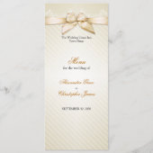 Ivory Ribbon Gold Stripes Wedding Menu (Voorkant)