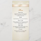 Ivory Ribbon Gold Stripes Wedding Menu (Achterkant)