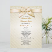 Ivory Ribbon Gold Stripes Wedding Programme Programmakaart (Staand voorkant)