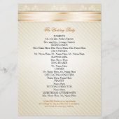 Ivory Ribbon Gold Stripes Wedding Programme Programmakaart (Achterkant)
