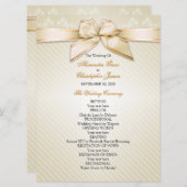 Ivory Ribbon Gold Stripes Wedding Programme Programmakaart (Voorkant / Achterkant)