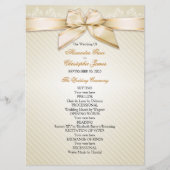 Ivory Ribbon Gold Stripes Wedding Programme Programmakaart (Voorkant)