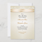 Ivory Ribbon Gold Stripes Wedding Save the Date S3 (Achterkant)